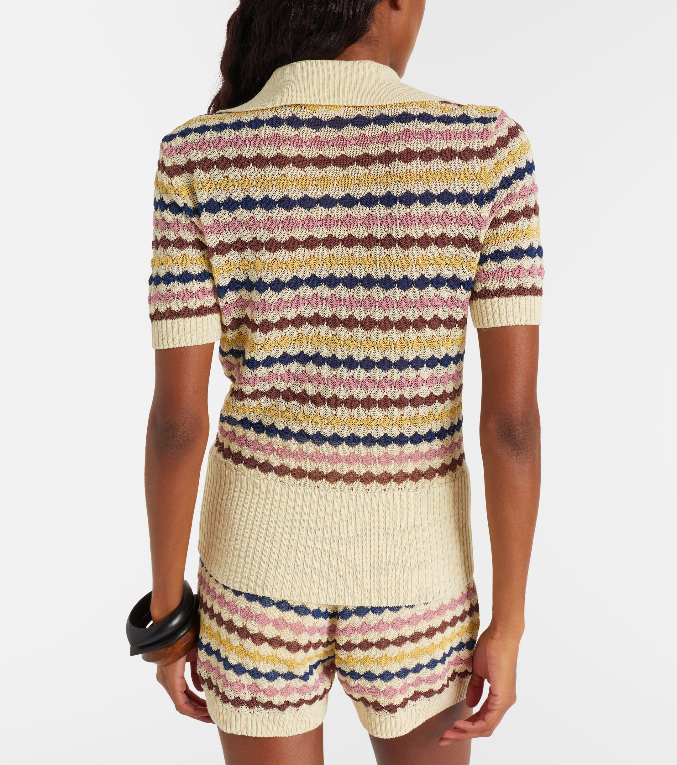 Zimmermann wavy stripe knit polo top