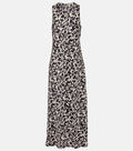 Asceno Valencia Printed Silk Twill Maxi Dress
