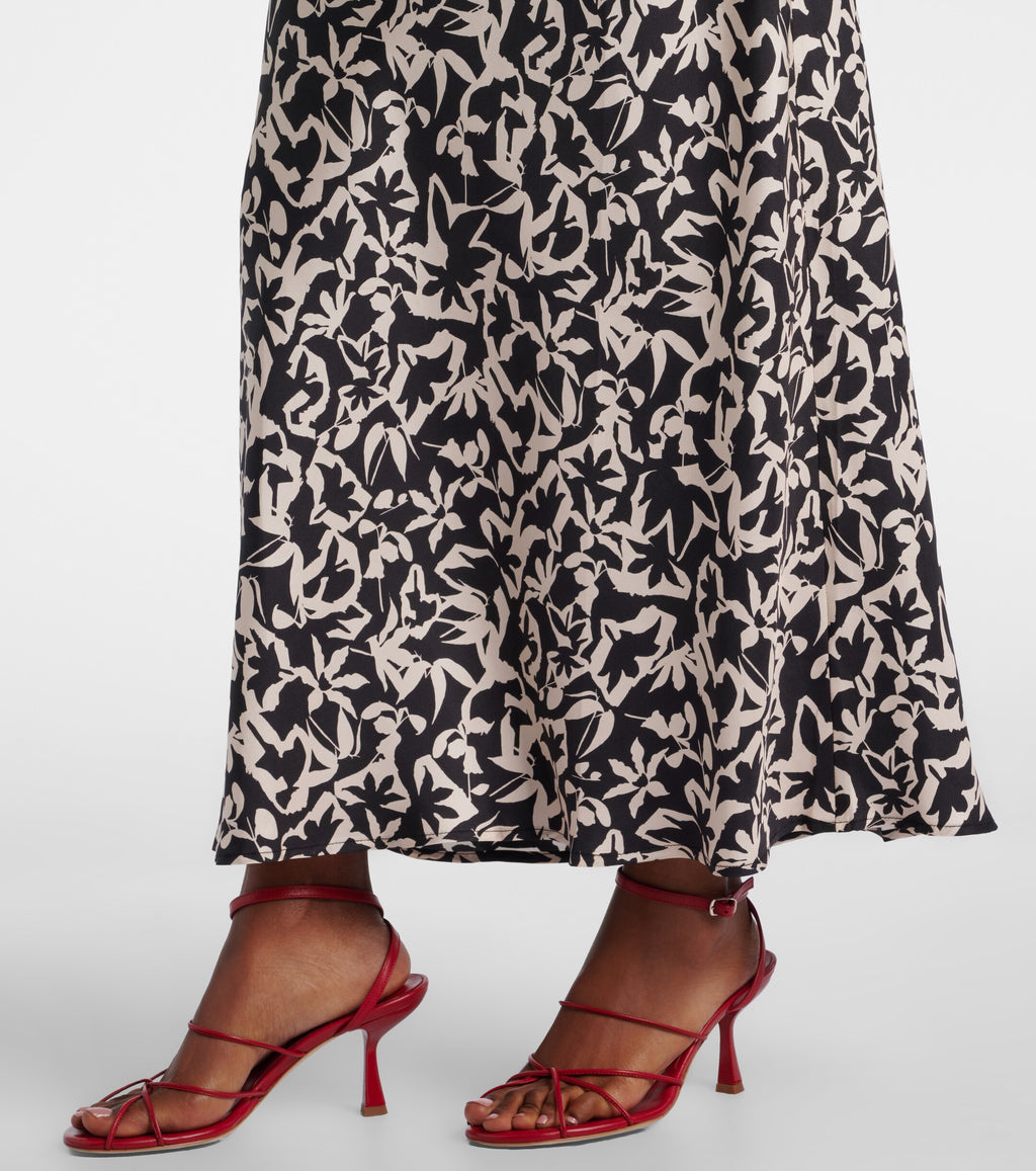 Asceno Valencia Printed Silk Twill Maxi Dress