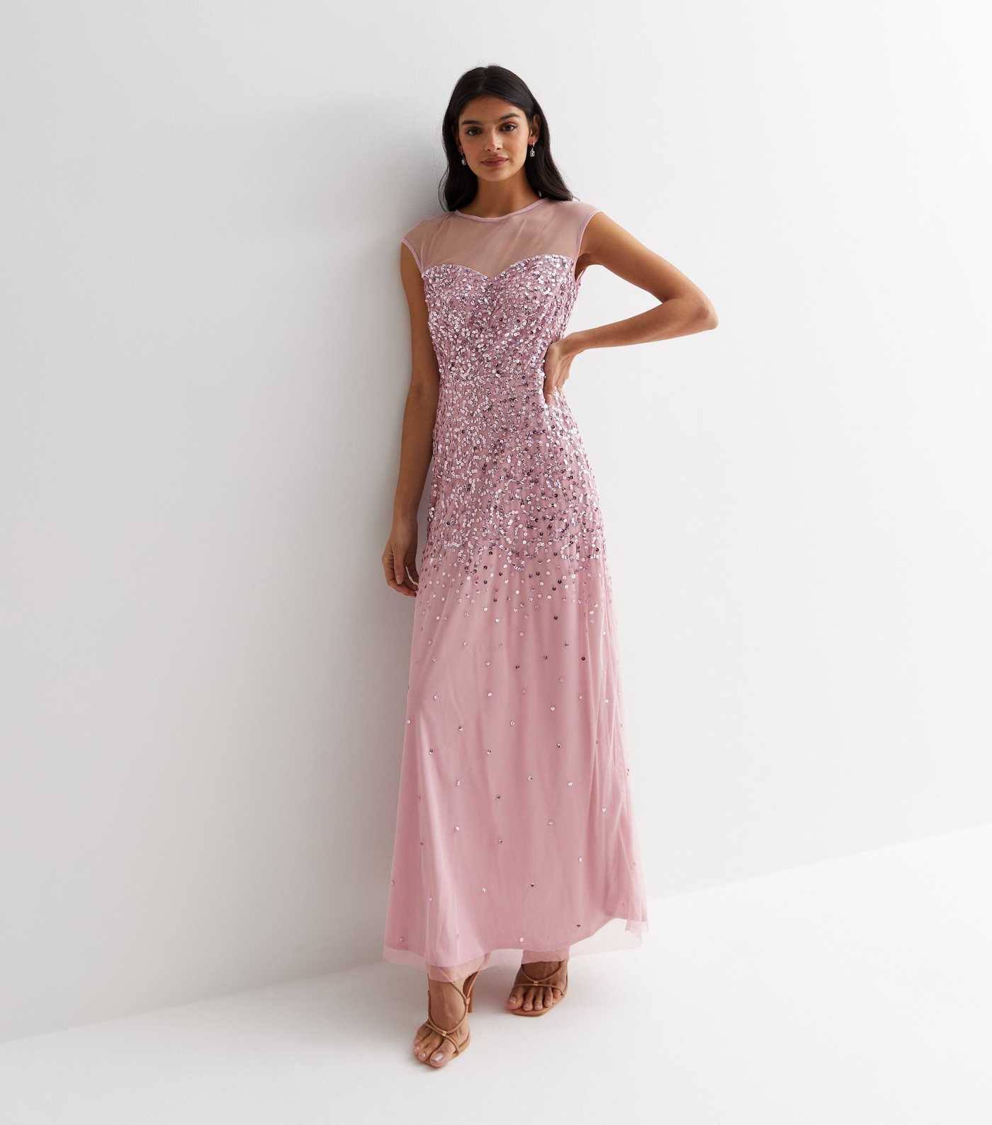 Pink Sequinned Maxi Dress
