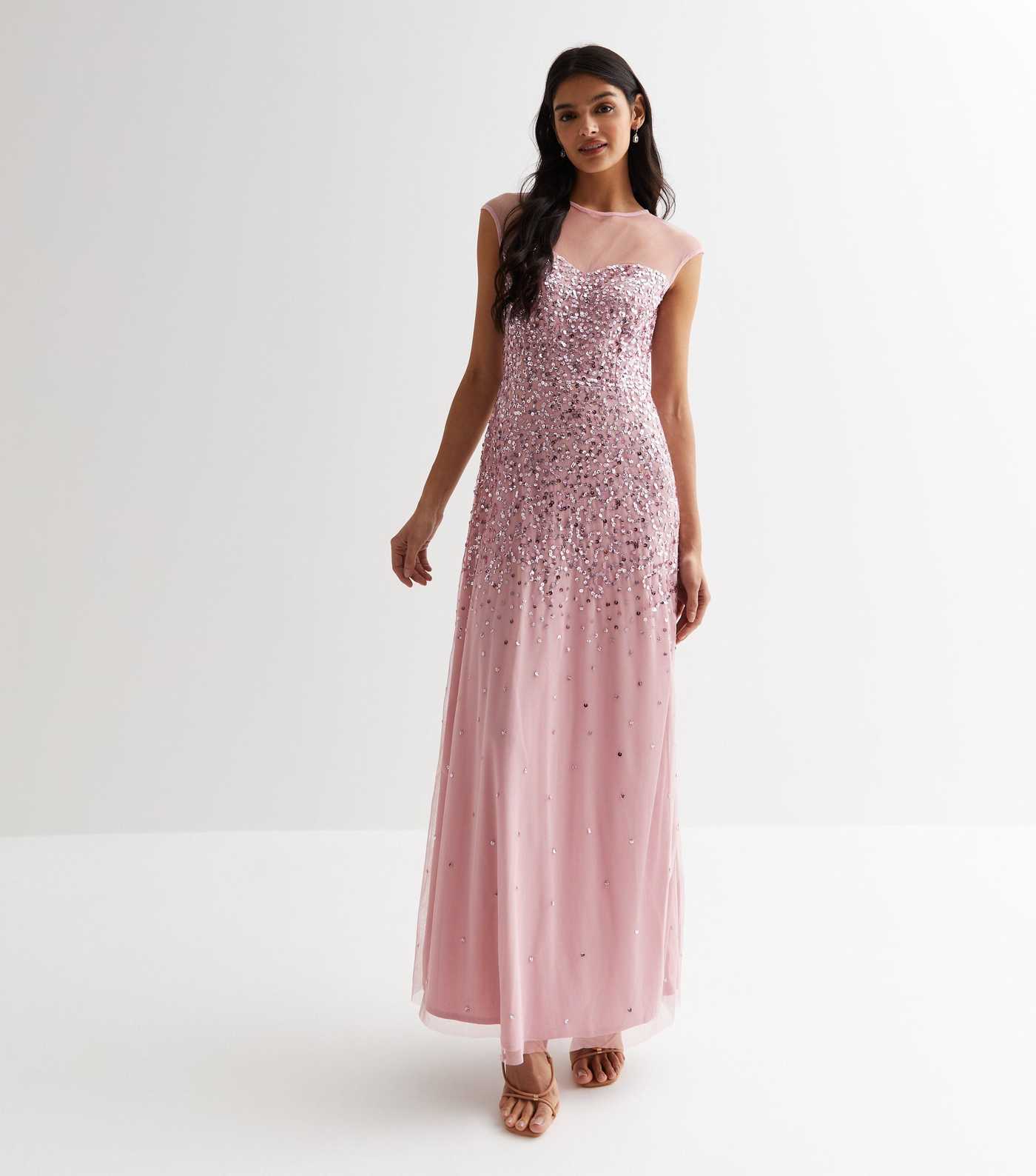 Pink Sequinned Maxi Dress