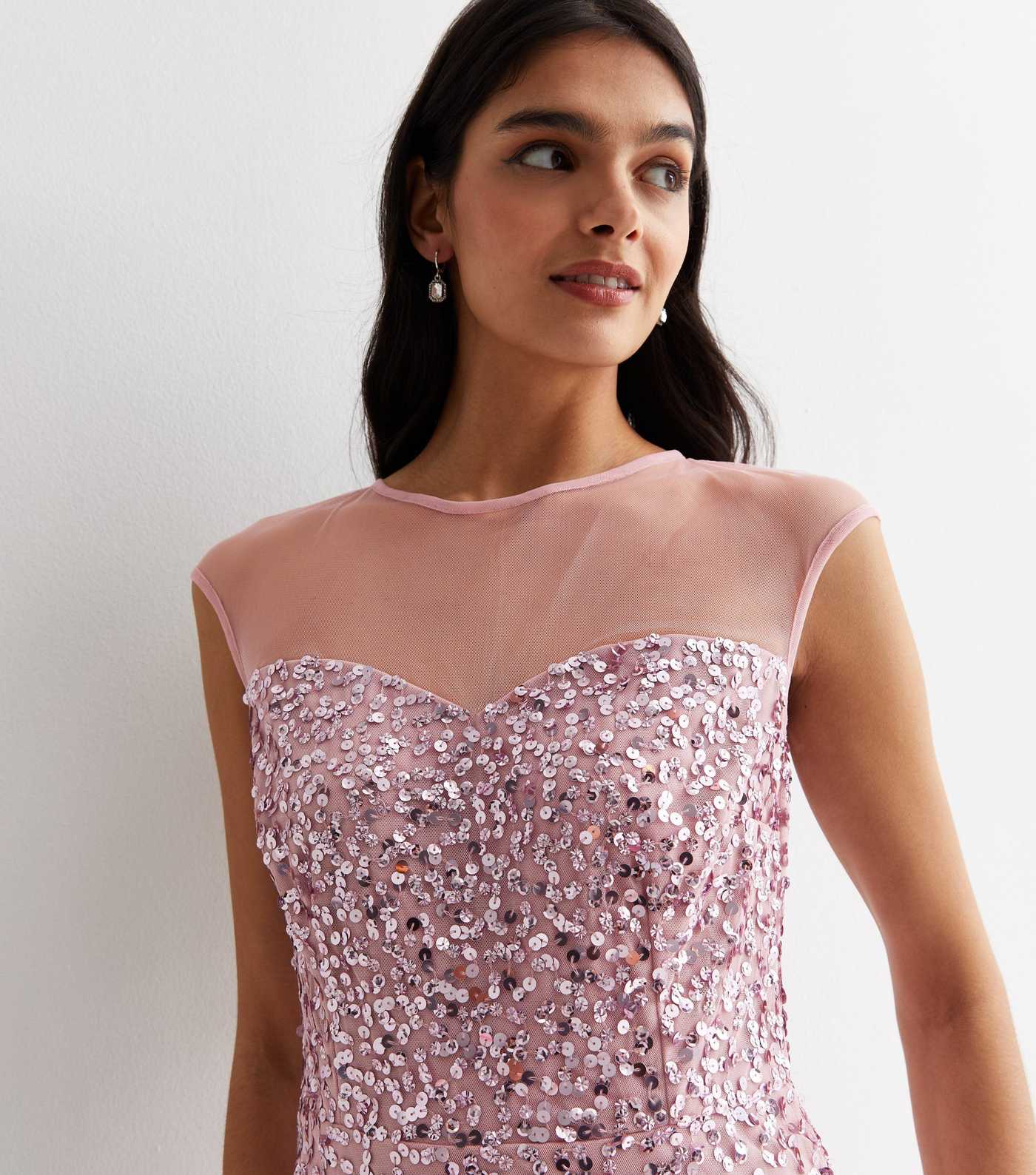 Pink Sequinned Maxi Dress
