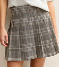 Black Check Pattern Pleated Mini Skirt